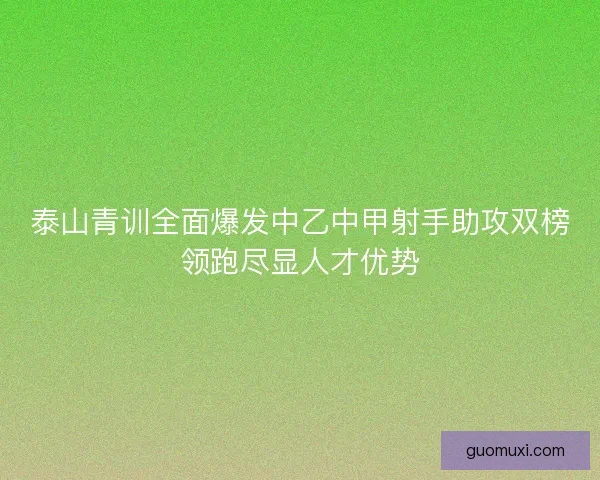 泰山青训全面爆发中乙中甲射手助攻双榜领跑尽显人才优势
